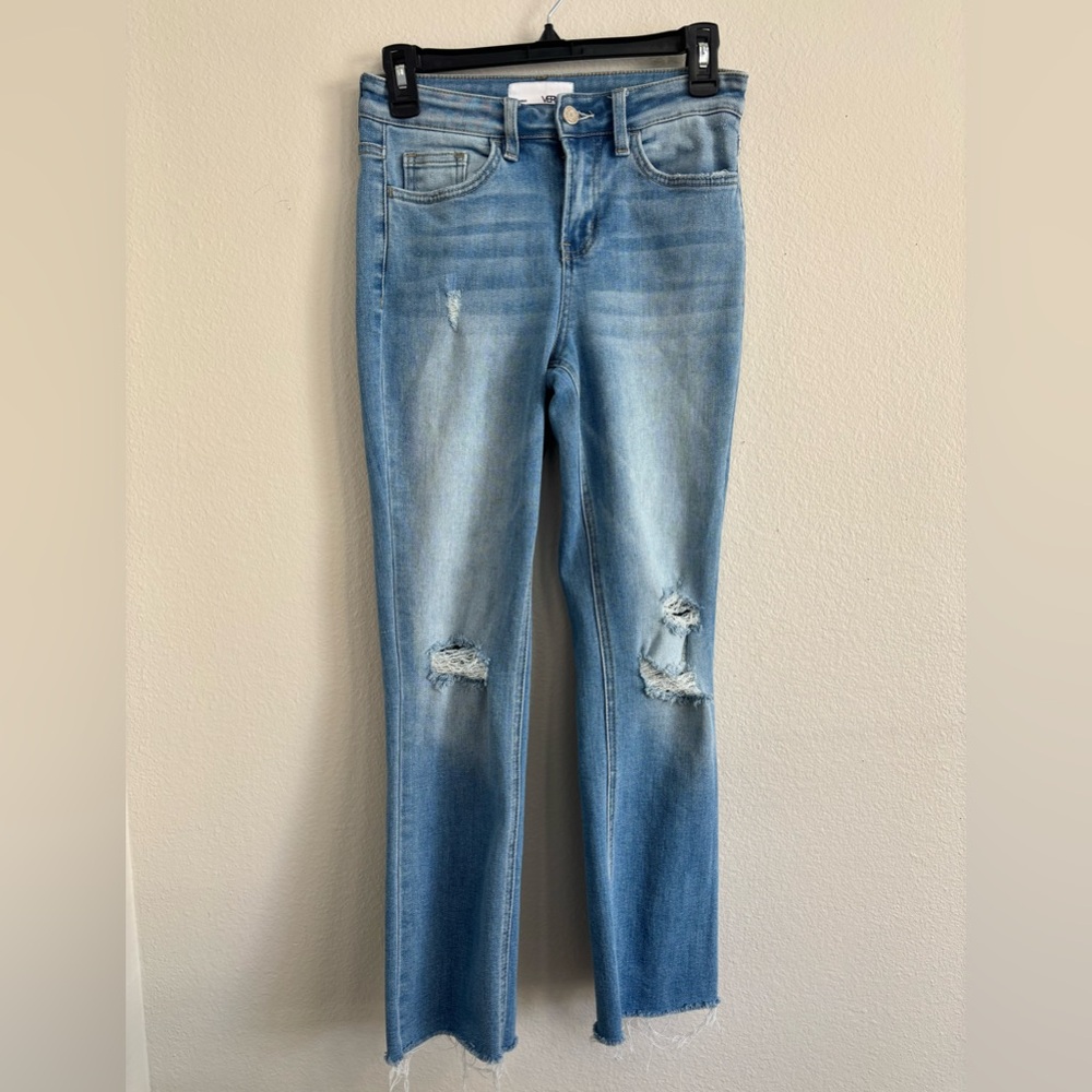 VERVET Distressed  Blue Denim Jeans Women 25x26 Style V2151 Cut 52165- Skinny